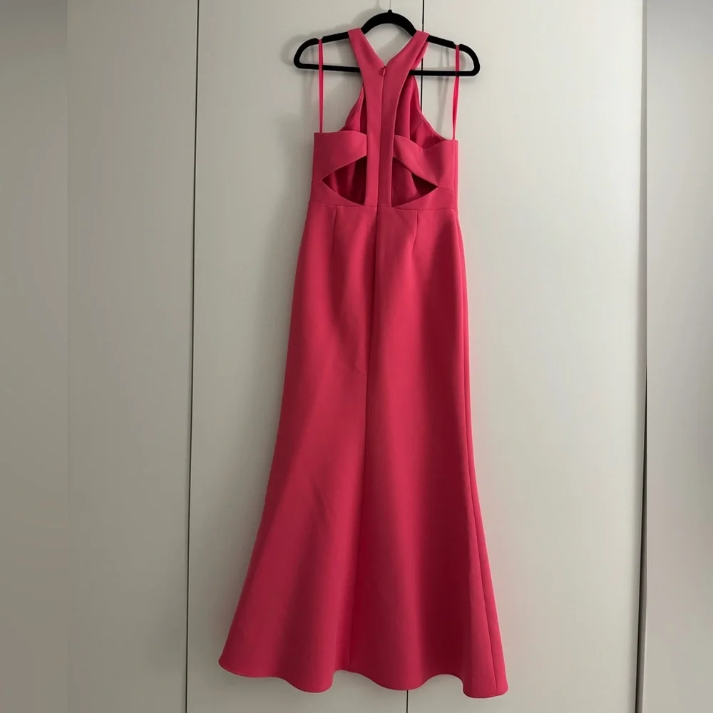 Hot Pink Cutout Halter Maxi Dress - Picture 4 of 5